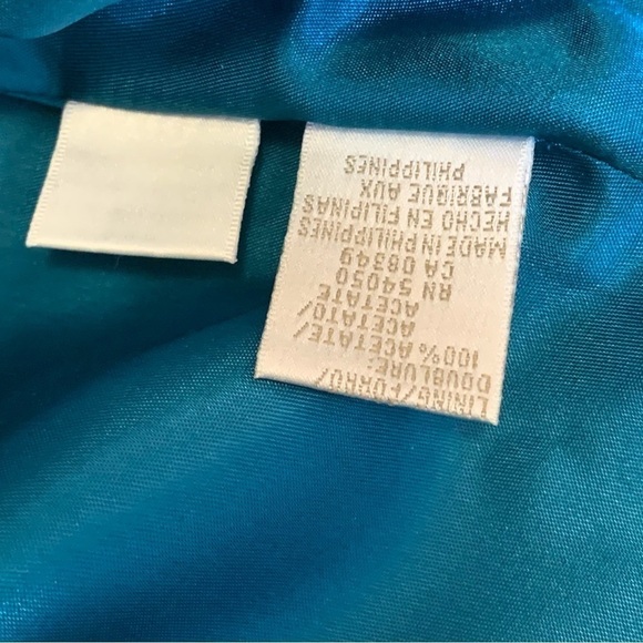 Vintage Jones New York Teal Virgin Wool Cropped Boxy Jacket -Size 10 - Picture 7 of 8
